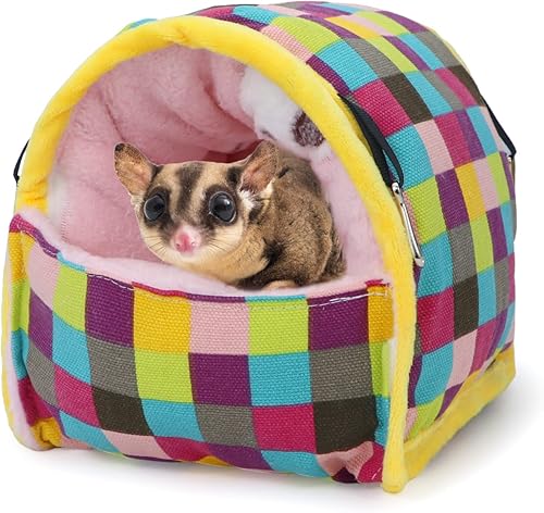Wontee Hamster Bed Hideout Sugar Glider Hamaca para animales pequeños, casa de cama cálida para hámsters, erizos, planeadores de azúcar, jerbos