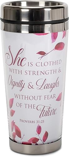 Elanze Designs Proverbs 31 Woman - Taza de viaje de acero inoxidable de 16 onzas con tapa