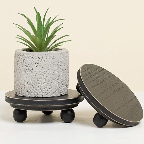 Vista 61 de Defined Deco Mini elevadores para exhibición, elevadores de madera para decoración, pedestales redondos pequeños de 5 pies (juego de 2, blanco)