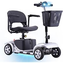Mobility Scooters for Seniors, Light Weight Mobility Scooters for Adults, Foldable Powered Mobility Scooter, Compact Folding Electric Mobility Scooter, LED Lights, Adjustable Seat, 36.5 KM/H SLIVER