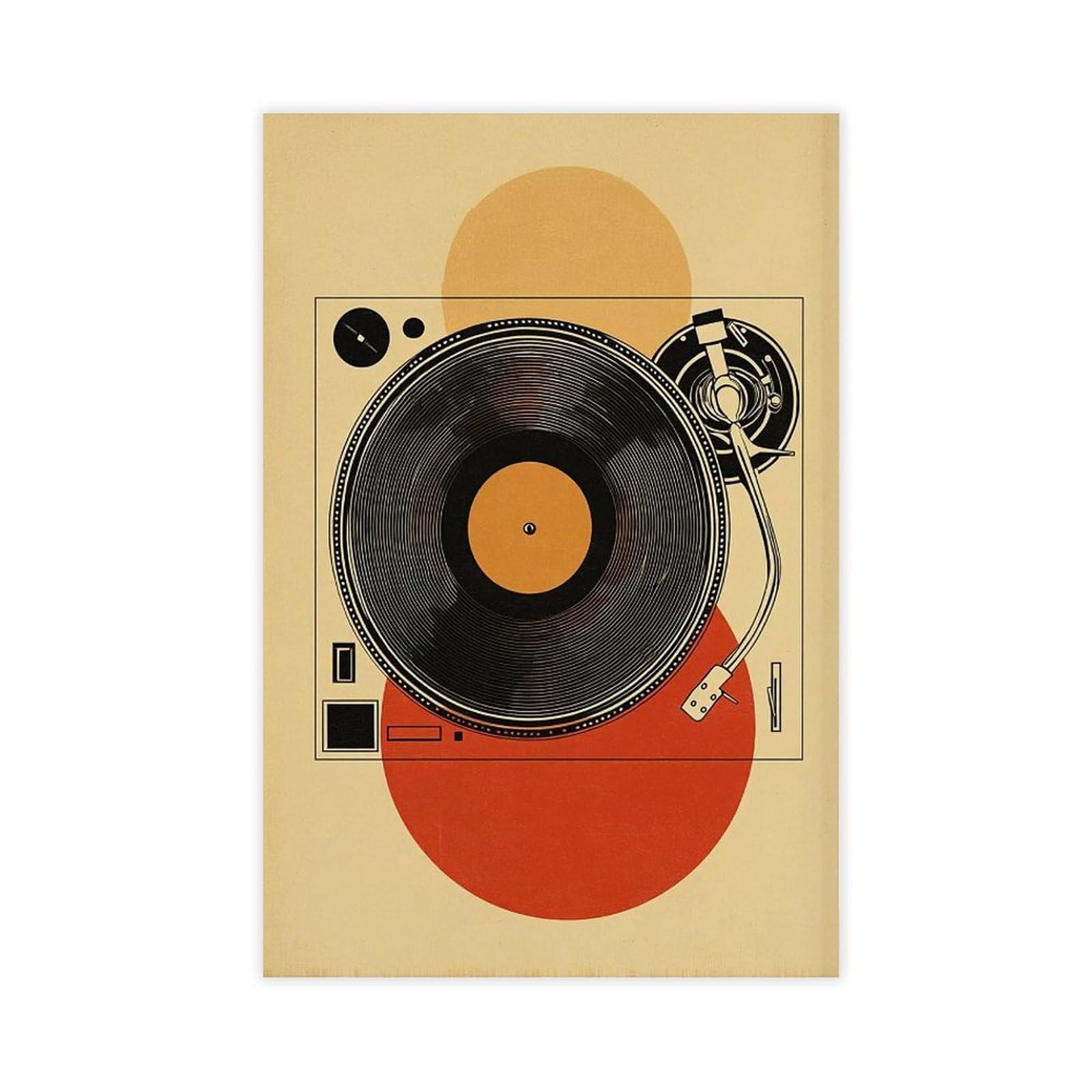 Bareronor Retro Turntable Canvas Poster Bedroom Decor Landscape Office Room Decor Gift 12" L X 18" W