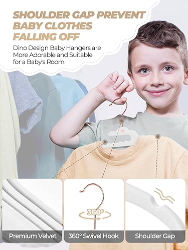 Miniatura 4 de HOUSE DAY Paquete de 60 perchas de terciopelo prémium para bebés, perchas de terciopelo para niños de 11.4 pulgadas, perchas resistentes para