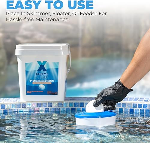 XtremeClear 1" Chlorine Tabs Swimming Pool Hot Tub & Spa Eliminate Bacteria & Algae Sanitizer Makes Water Clean & Crystal Clear Slow Dissolving 1.5lbs(25 Pound)