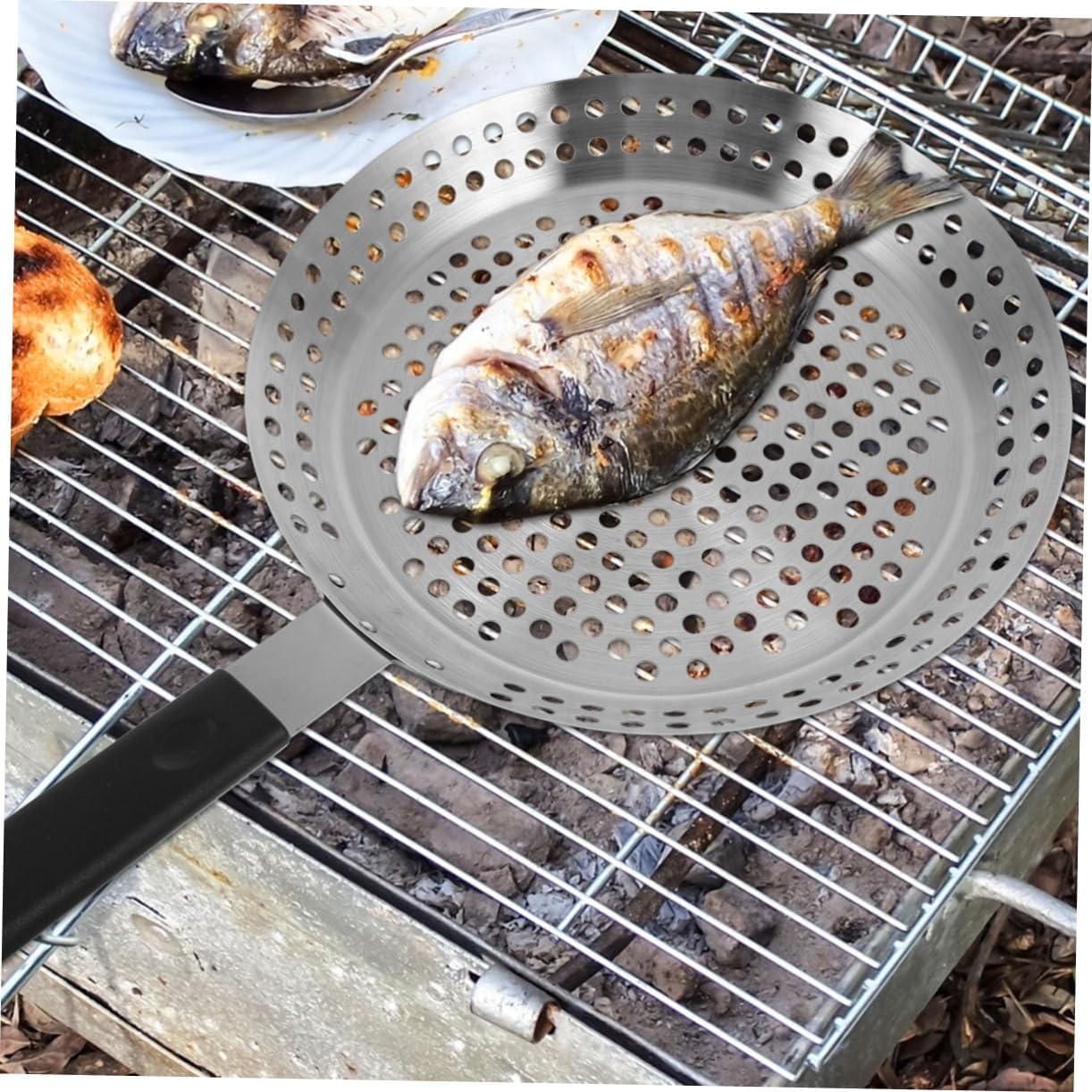 Non Stick Stainless Steel Bbq Roasting Pan Outdoor Grill Tray for Meat Vegetables Fish Indoor and Gas Grills Versatile Household Fry Steak Plate