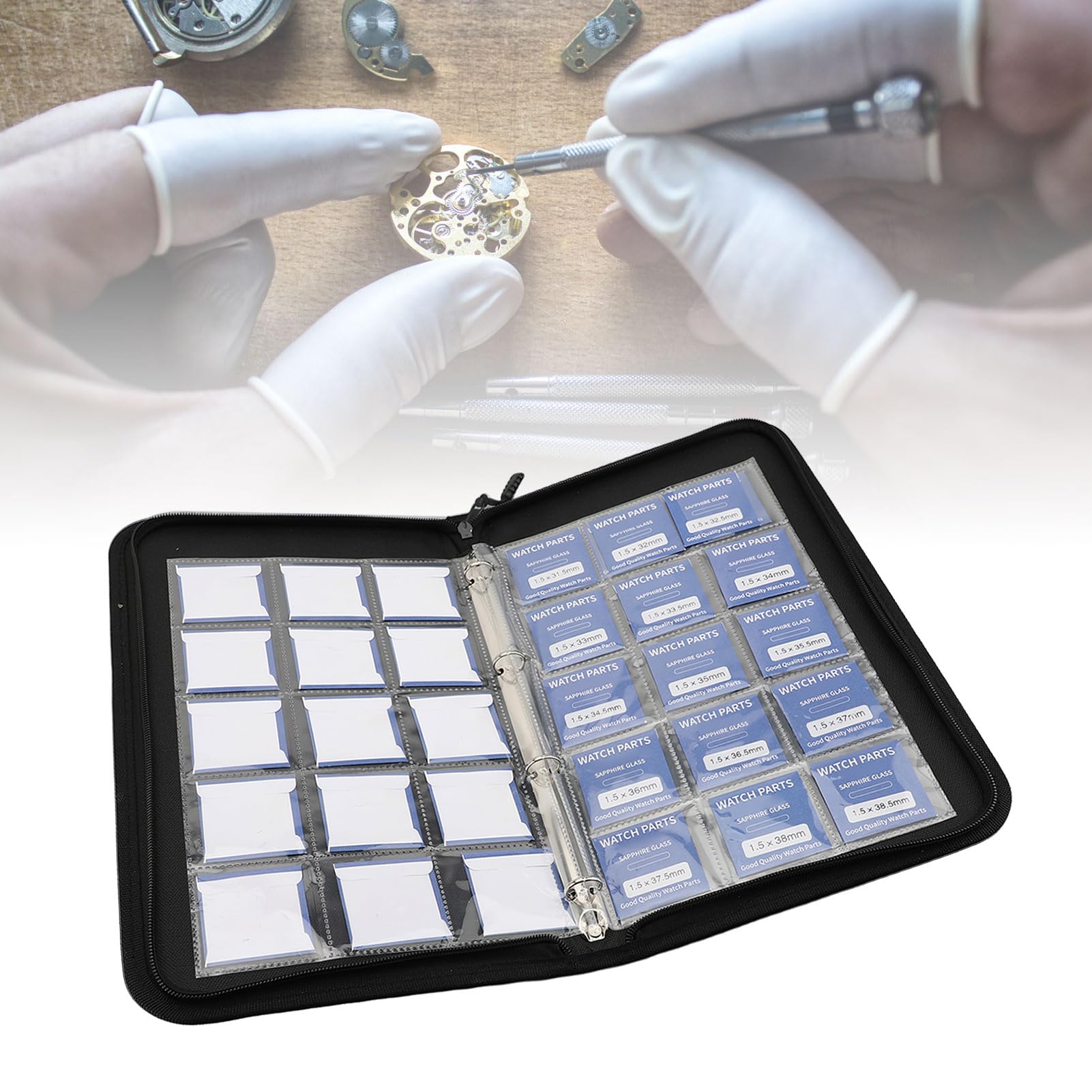 Saphirglas Uhrenobjektiv 33pcs Hohe Transparenz Durable Runde Flache Uhr Spiegel Ersatz für Uhrmacher 24-40mm