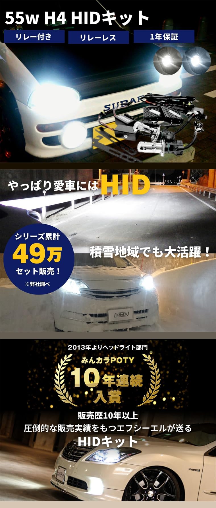 Amazon | fcl.(エフシーエル) HID バルブ HIDキット リレー付き ヘッド 