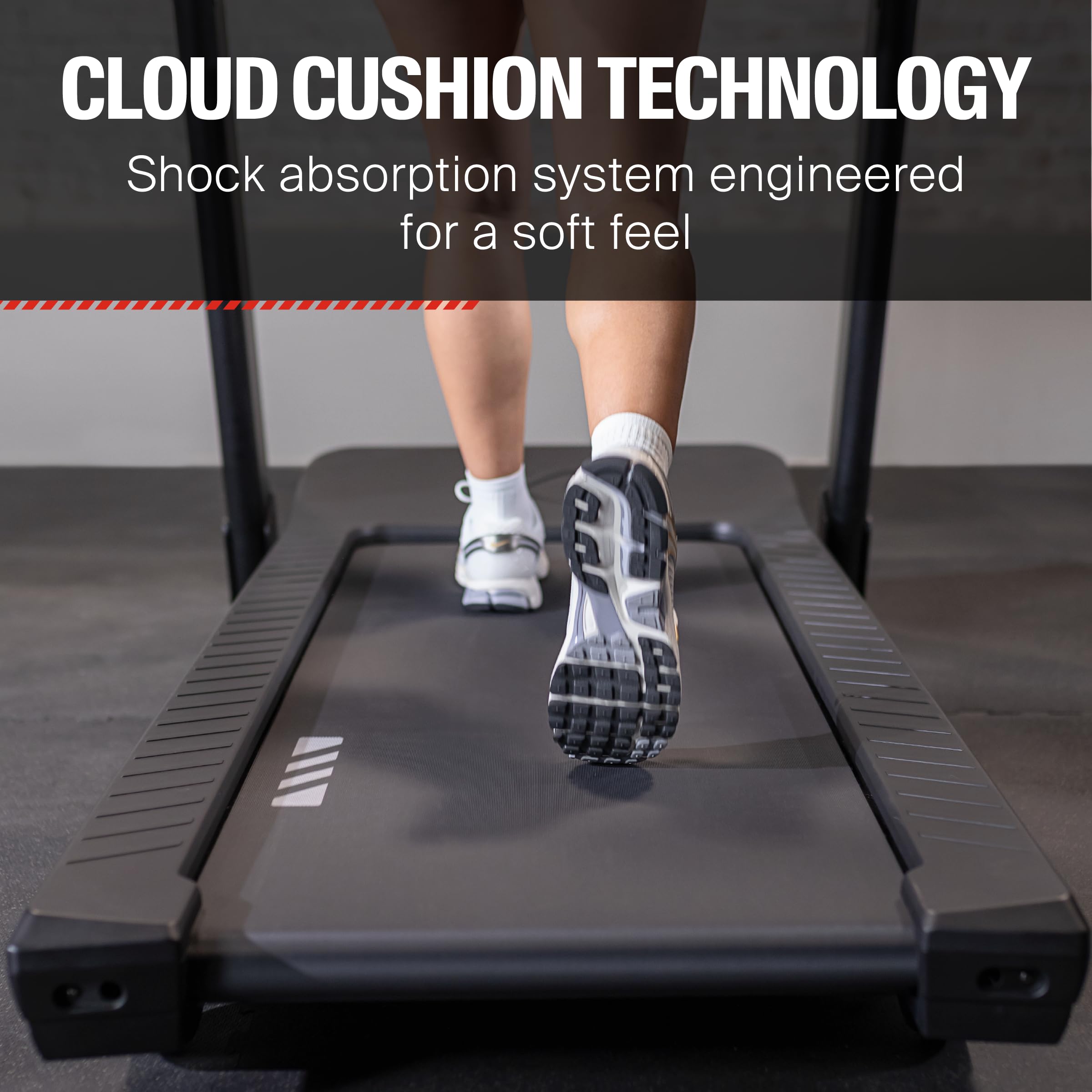 Close-up of Cloud Cushion Technology on treadmill