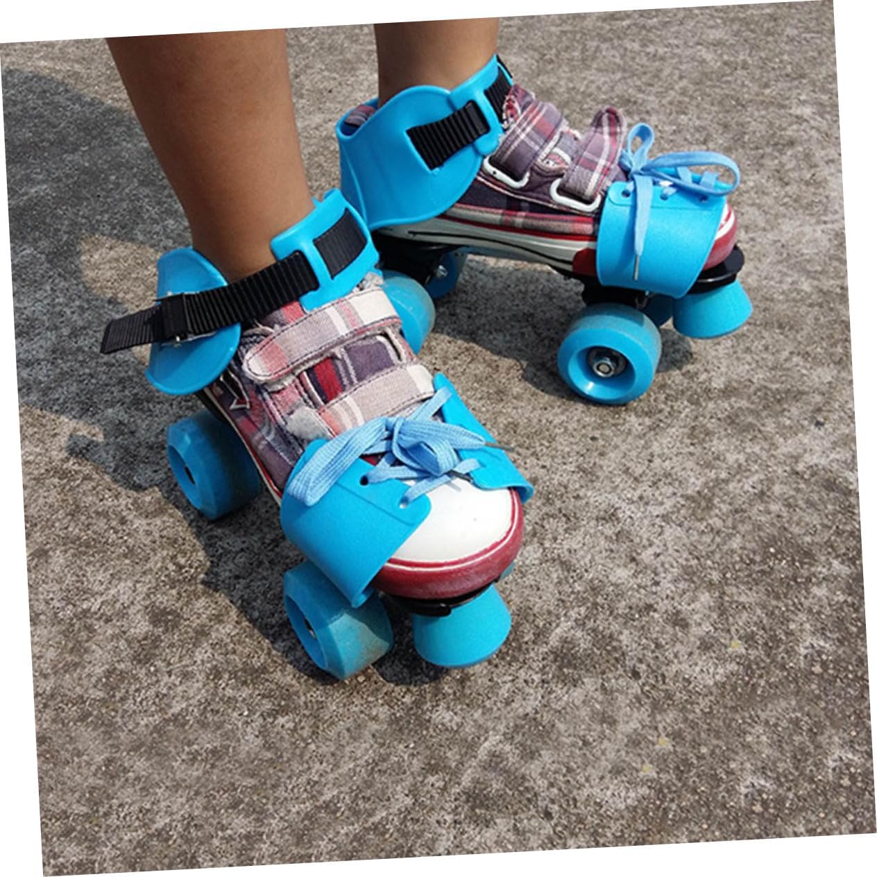 Adjustable Double Row Four Wheels Skate Shoes Ankle Strap and Lace Design Protective Roller Skates for Boys and