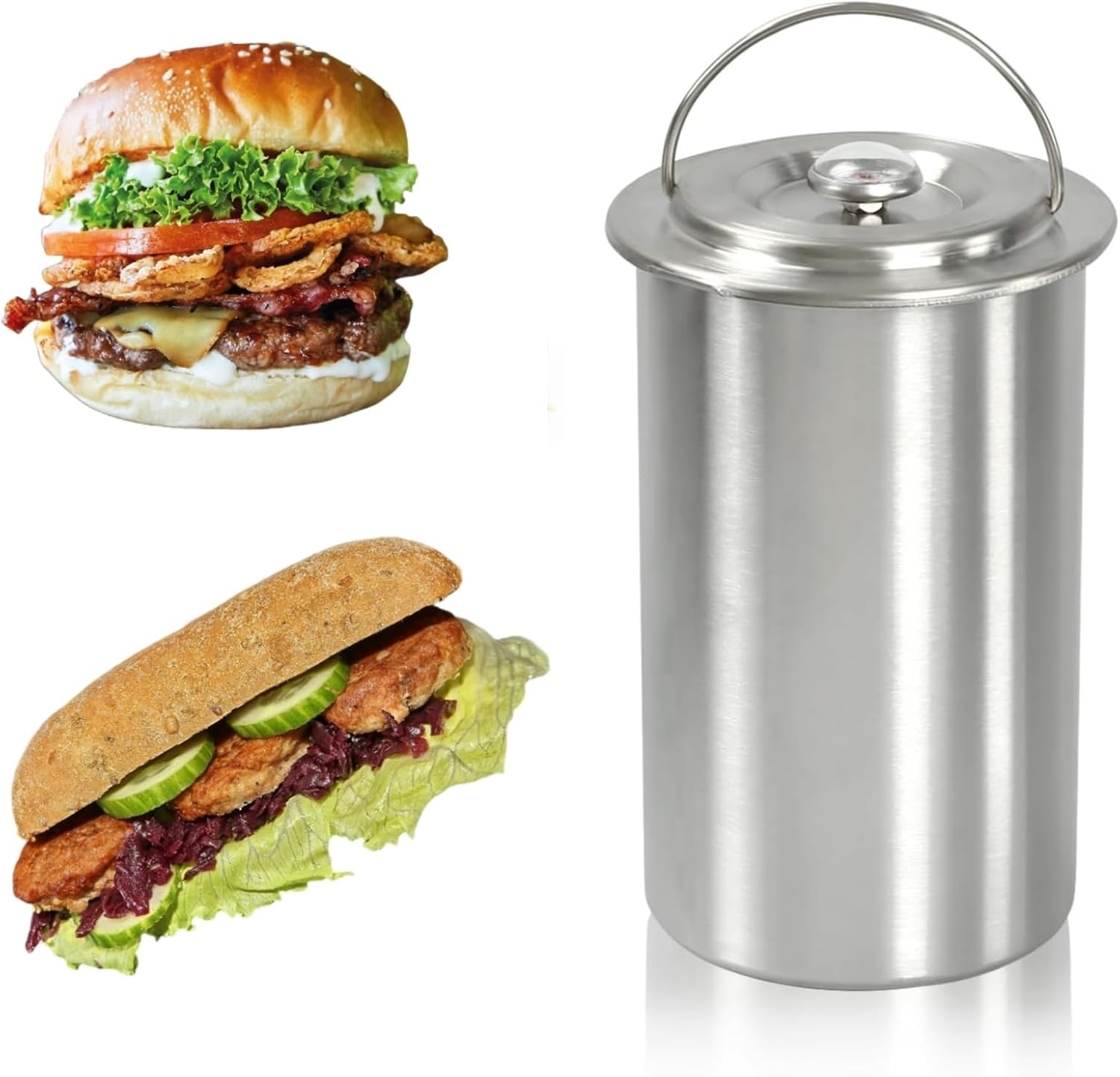 2 Pcs Ham Maker Meat Press, Kitchen Cooking Meat Press Tools for Party, Round Stainless Steel Deli Meat Press Cooker with Thermometer for Making Homemade Ham Sandwich Bacon (two-piece)