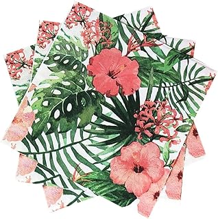 40pcs Tropical Luau Paper Napkins Disposable Summer Luncheon Napkins Hawaiian Palm Leaves Flowers Dessert Dinner Hand Napkin for Summer Pool Beach Party Wedding Supplies(6.5 In)