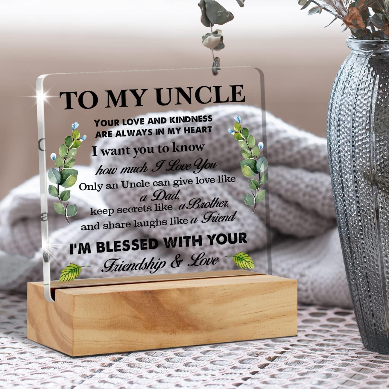 Meaningful Uncle Gift Acrylic Desk Plaque Sign with Wood Stand - Home Office Keepsake - Image 5