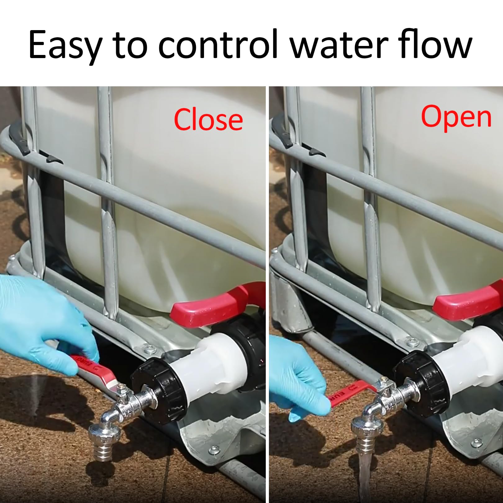 IBC zawór odpływowy 1/2" do zbiornika na deszczówkę 1000 l, akcesoria do zbiornika na wodę 3/4", z adapterem węża ogrodowego, akcesoria do zbiornika IBC, adapter do przyłącza