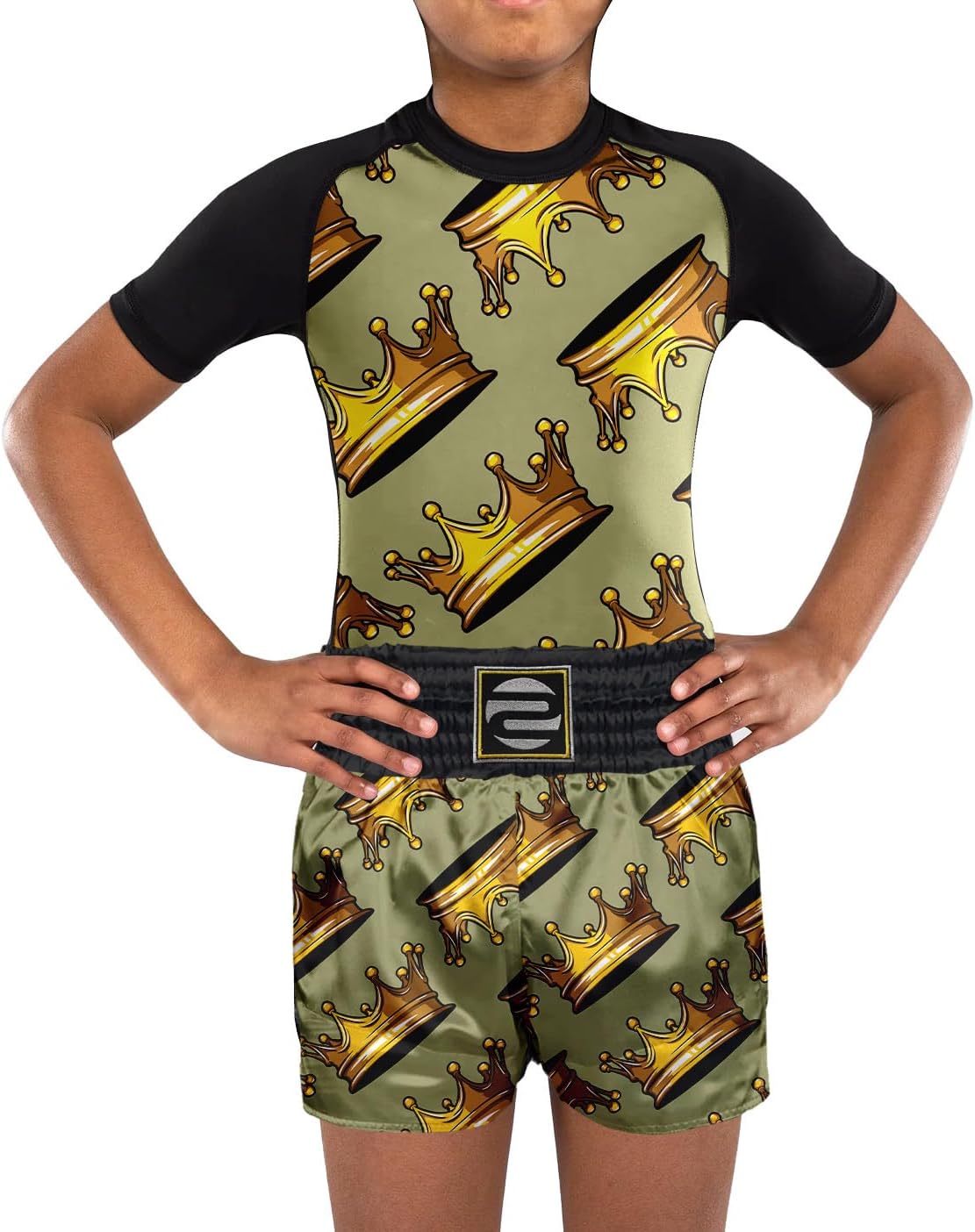 Kids Cartoon Novelty BJJ Rash Guard Muay Thai Shorts MMA Sports Suit