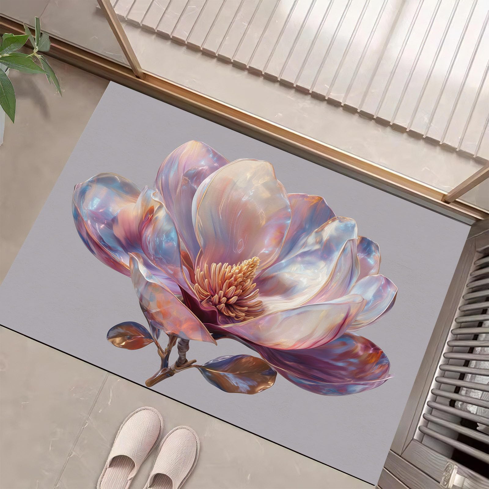 Paillasson avant intérieur fleuri pour sublimer la transition jardin et maison