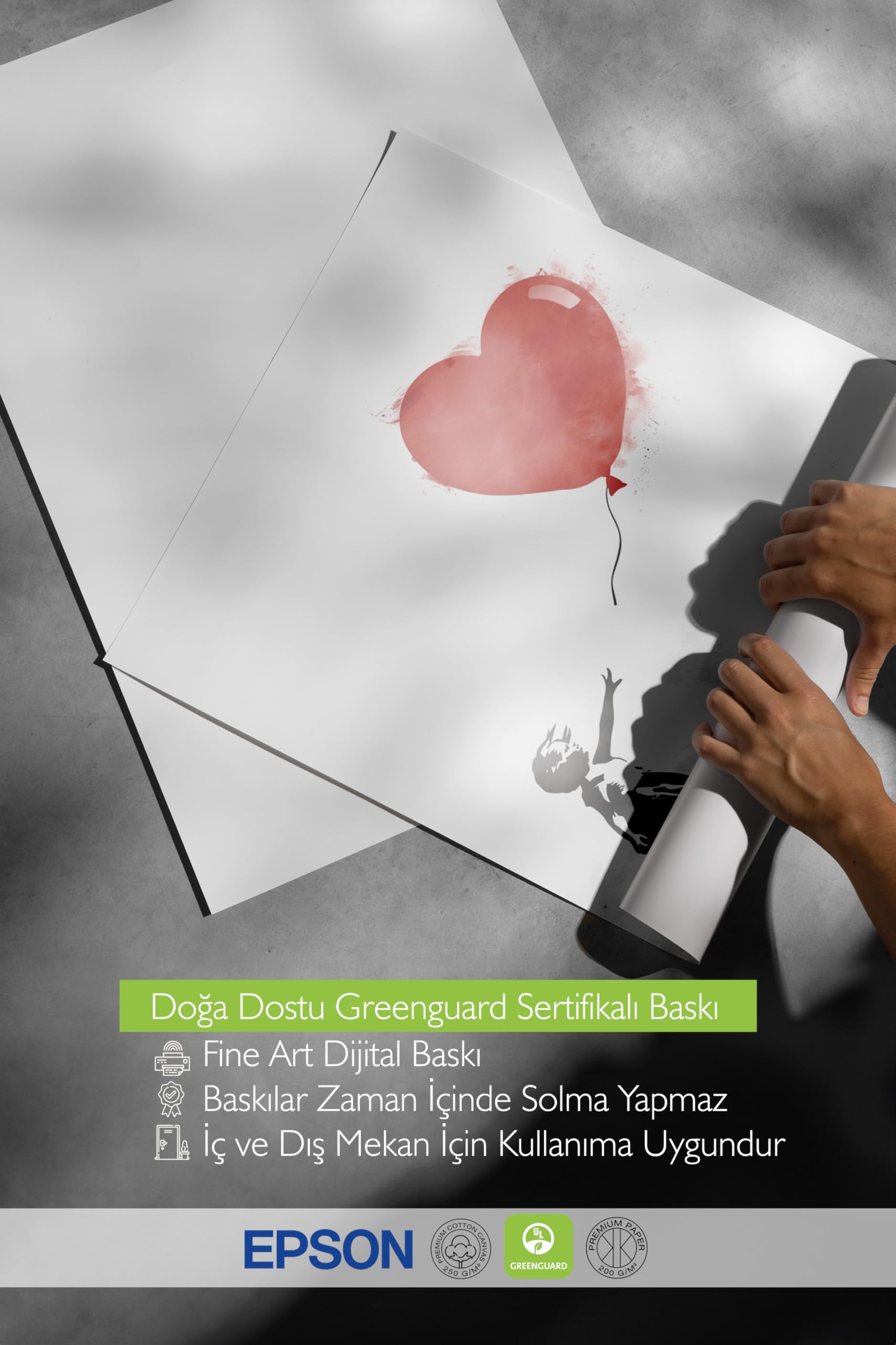 Zestia Ahşap Çerçeveli Tablo, Kırmızı Balonlu Kız, Banksy Tarzı Poster No: 106452 30 x 40