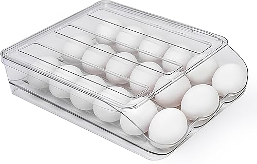 Soporte transparente para huevos para refrigerador, contenedor apilable para huevos, plástico resistente, almacenamiento de 18 huevos, fácil de