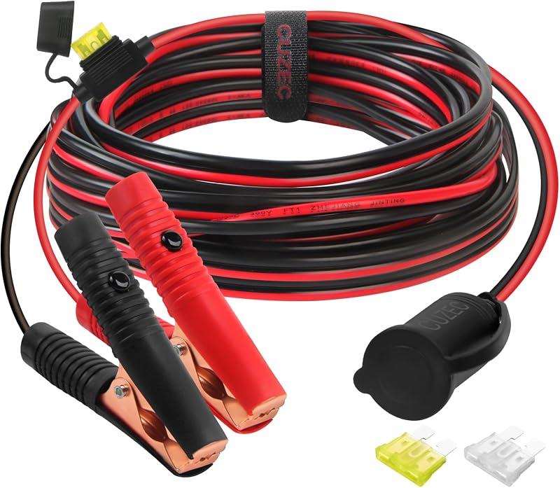 Cabo de extensão 12 V/24 V com tomada tipo acendedor e garras para bateria CUZEC – 4,27 m
