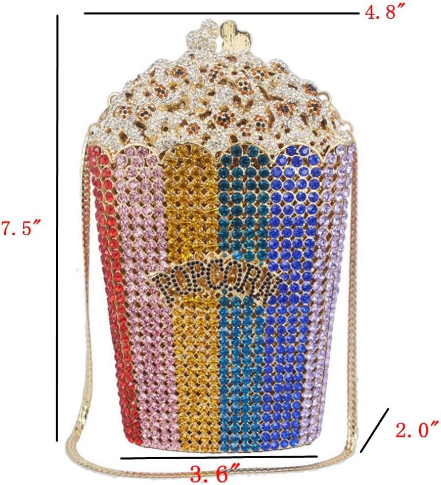 DJBM Luxury Women Popcorn Rhinestone Evening Bag Funny Crystal Handbag Novelty Diamond Clutch Purse for Evening Party Prom - Image 2