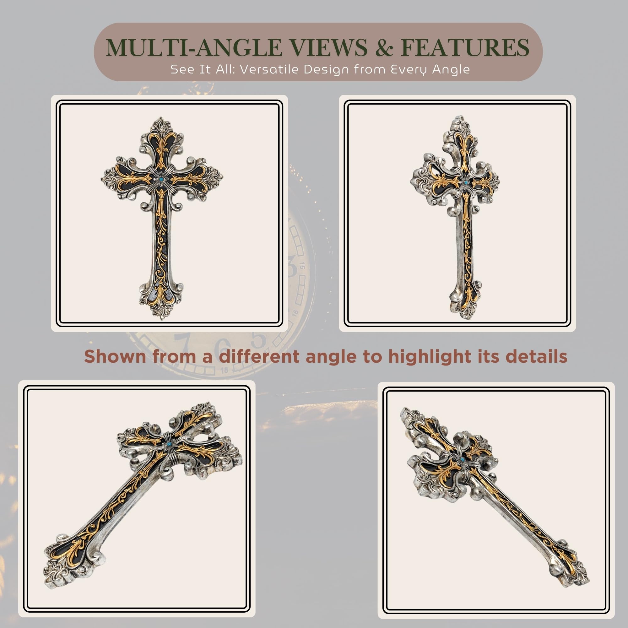 Amazon.com: BestGiftEver Rustic Gold and Silver Ornate Wall Cross