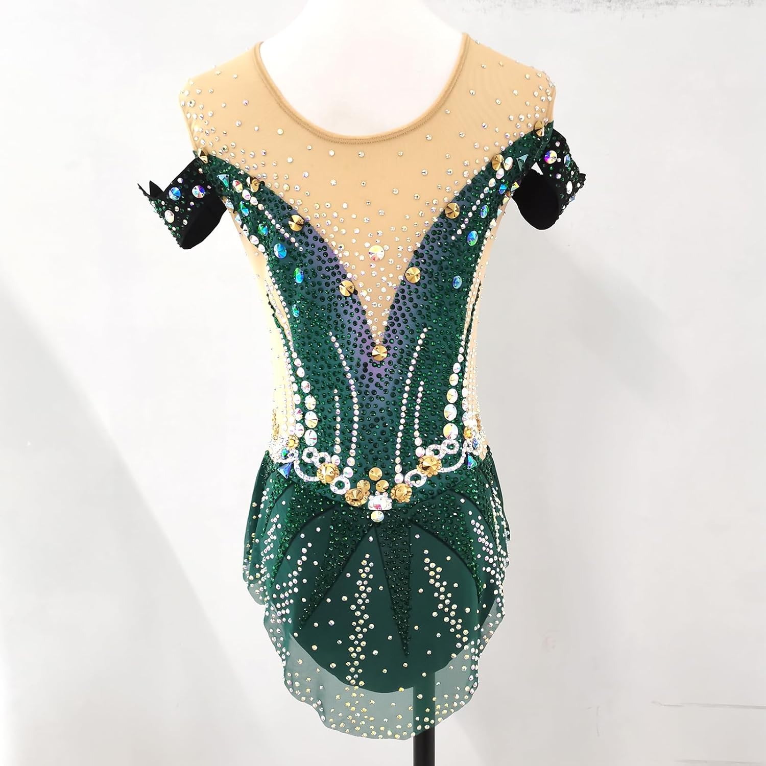 LIUHUO Girls Artistic Gymnastics Tights Green Children's Dance Tights Shine for Practice and Performance Wear