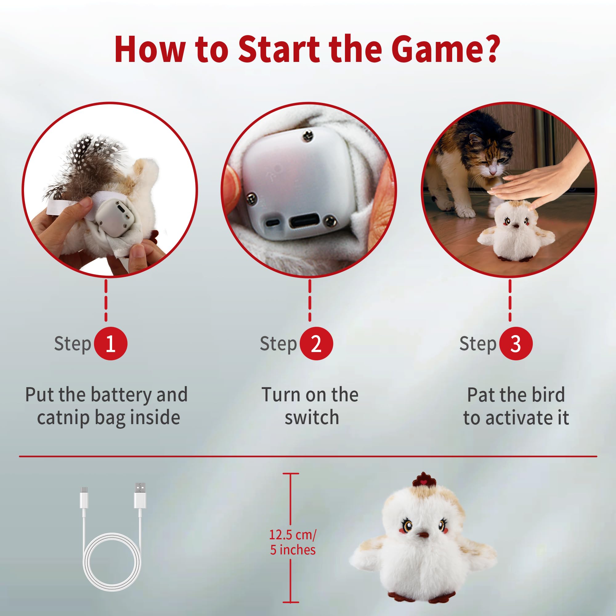 GiGwi Flapping Bird Cat Toys for Indoor Cats Interactive Chirping Cat Toys Self Play - Image 3