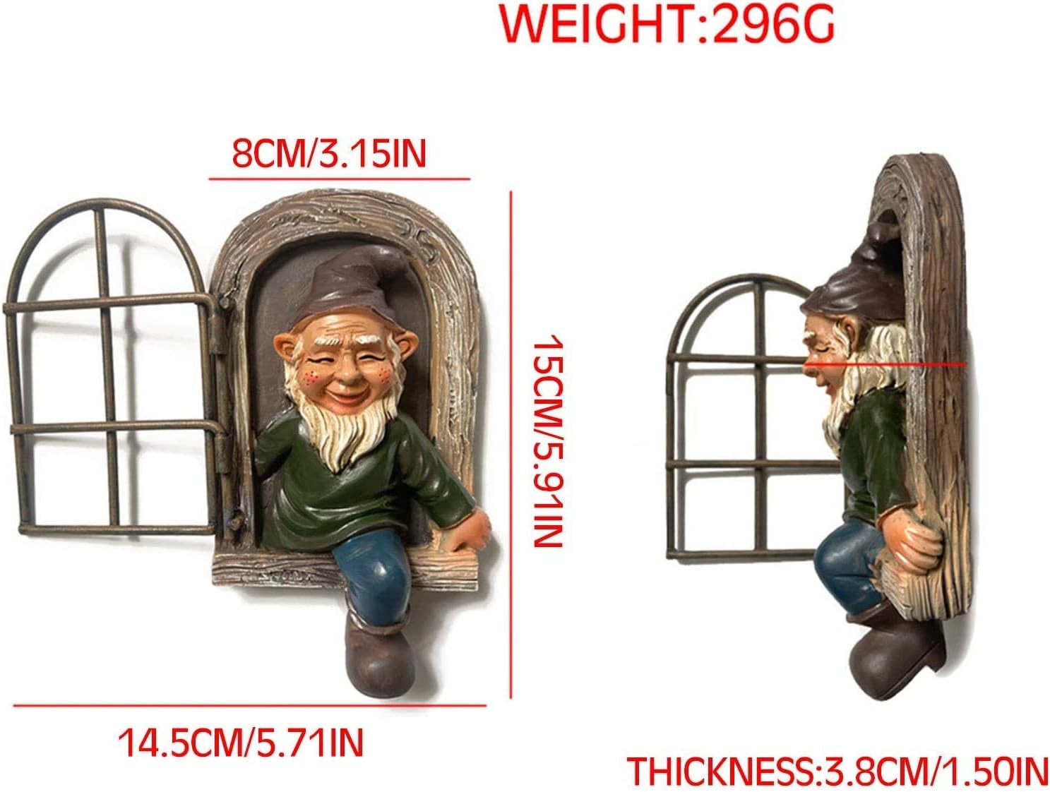 Elf Out The Door Tree Hugger, Garden Gnome Statue Garden Peeker Tree Sculpture Yard Garden Decoration--5.91Inch
