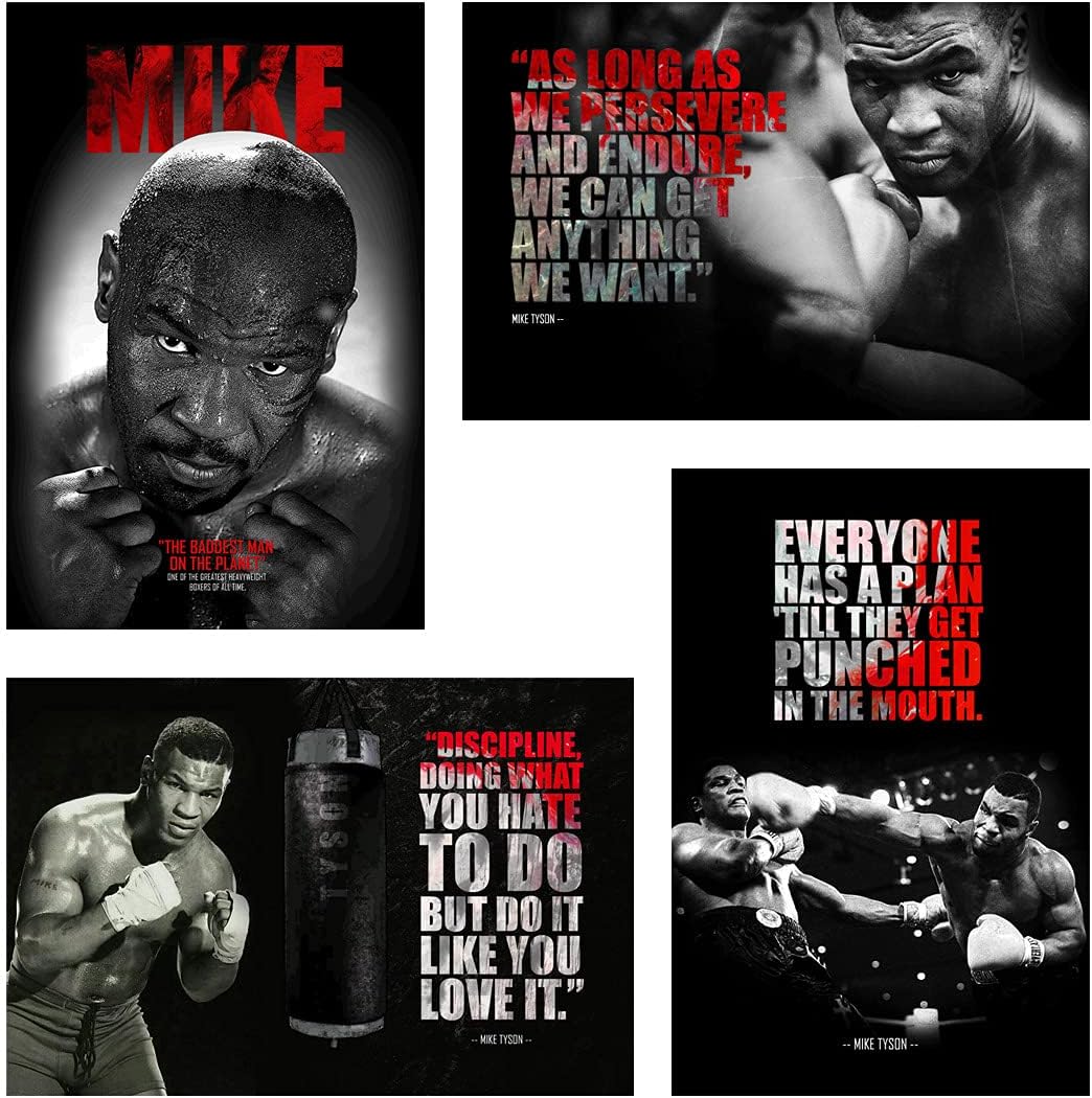 Mike Tyson Motivational and Inspirational Quotes Wall Posters, (Boxing, Sport Poster), 12x18 Each, Pack of 04 Paper Print, Rolled