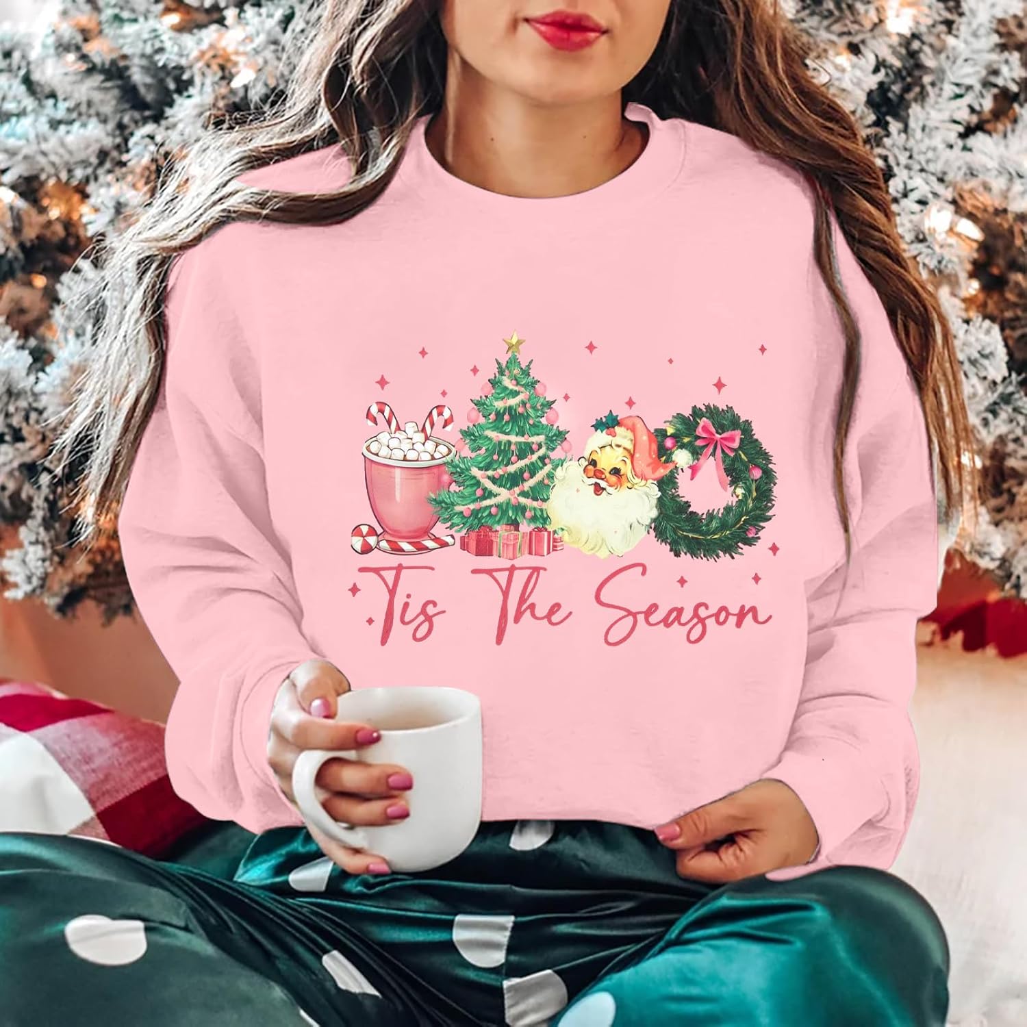FAYALEQ Merry Christmas Sweatshirts Women: Funny Xmas Sweater Winter Long Sleeve Pullovers - Image 5