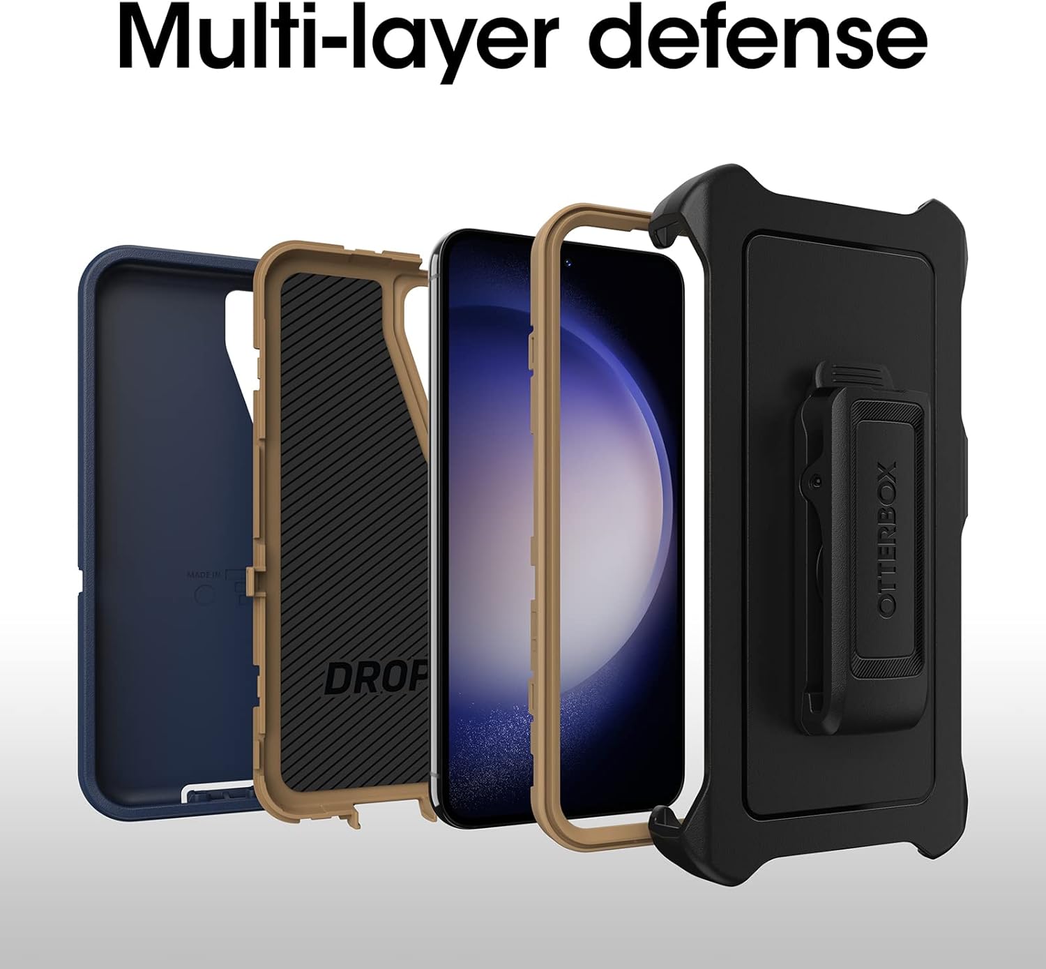 OtterBox Galaxy S23 Bundle: Defender Series Screenless case (Blue Suede Shoes) & Alpha Flex Screen Protector