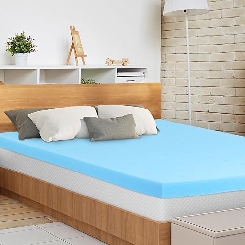 PayLessHere Cubrecolchón de espuma viscoelástica de gel de 2 pulgadas, con certificado CertiPUR-US, fácil de limpiar, (tamaño individual)