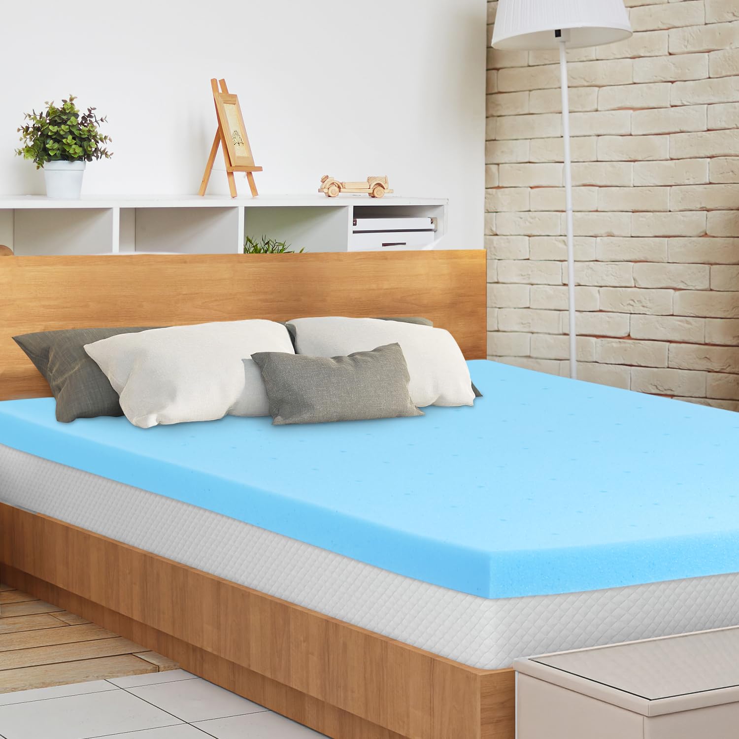 PayLessHere3 Inch Gel Memory Foam Mattress Topper/Cooling Gel Infused Mattress Topper/CertiPUR-US Certified, (Queen)