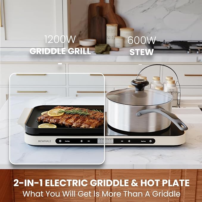 Estufa Eléctrica de Doble Quemador 1800W con Plancha Removible miniatura 4