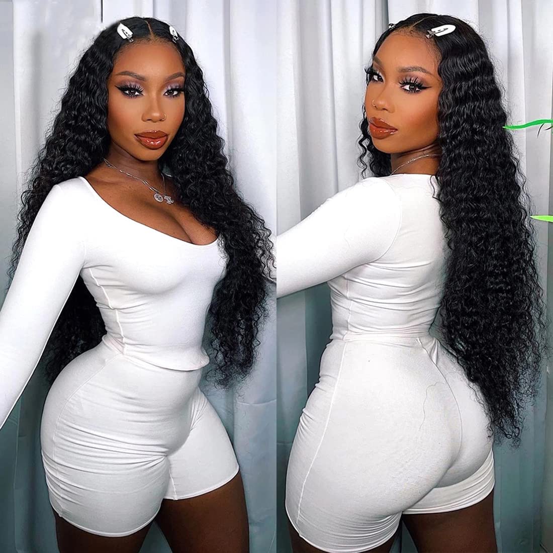 13x4 Lace Frontal Closure Ear To Ear 100% Human Hair Brazilian Virgin Hair Deep Wave Transparent 13x4 Lace Frontal Free Part Pre Plucked Natural Hairline 12 Inch