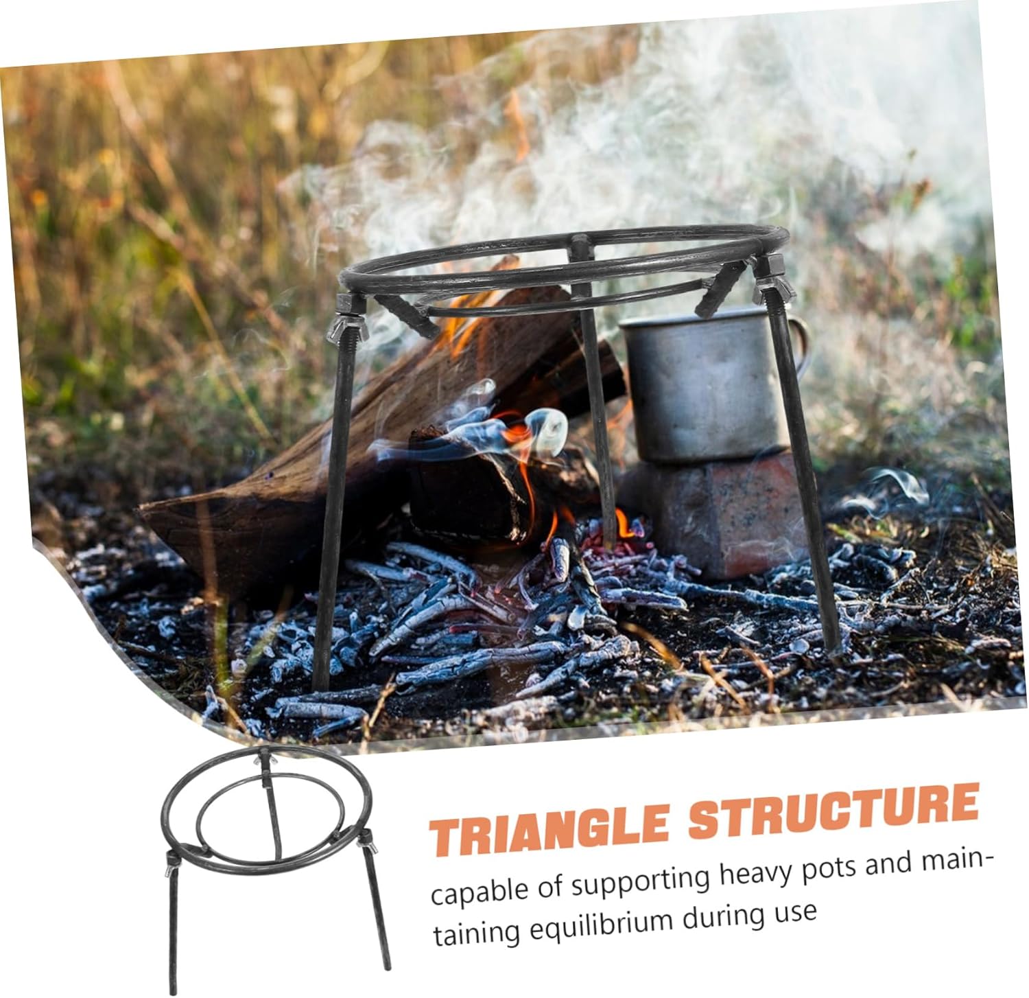 HANABASS Campfire Tripod Grill Stand Portable Outdoor Cooking Rack for Bbq Fits Cast Iron Stove Detachable Design for Camping and Firewood Cooking for Picnics and Outdoor