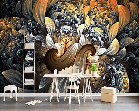 Amazon 壁紙 カラフルな抽象的なフラクタル花の背景壁のリビングルームの寝室の壁紙 約350 245cm 壁紙