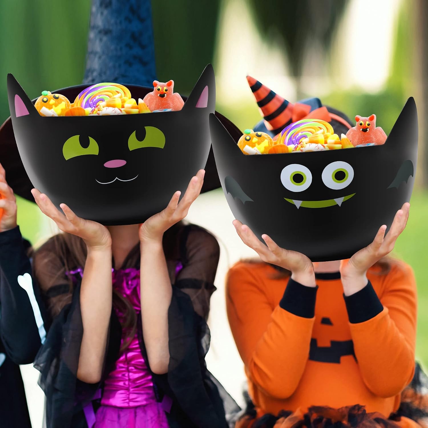 Zcaukya Halloween Plastic Trick Treat Candy Bowls, Set of 3