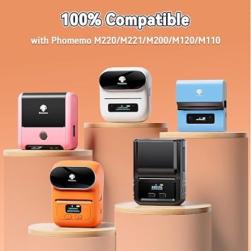 Phomemo Thermal Sticker Label Paper for M120/M110/M220/M250/M150 Label Maker Machine, Multi-Purpose Self-Adhesive Tag 1.96'' x 1.18(50X 30mm), 230 Labels/Roll,Black on White