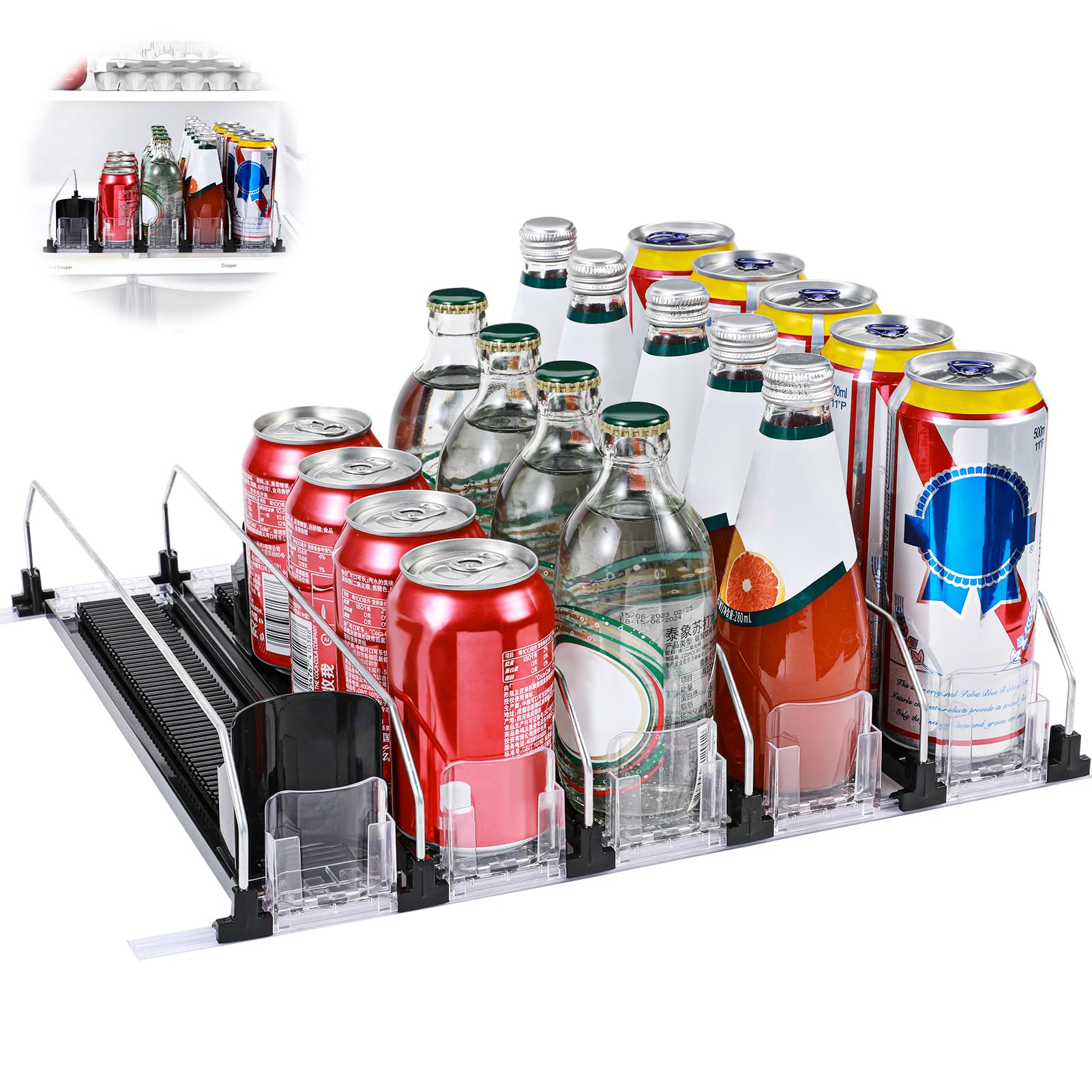 Automático Dispensador Latas Nevera Organizador Latas Frigorífico Refrigerador Cocina Despensa Almacenamiento 25 latas de tamaño estándar de Cerveza Soda Refrescos Bebidas