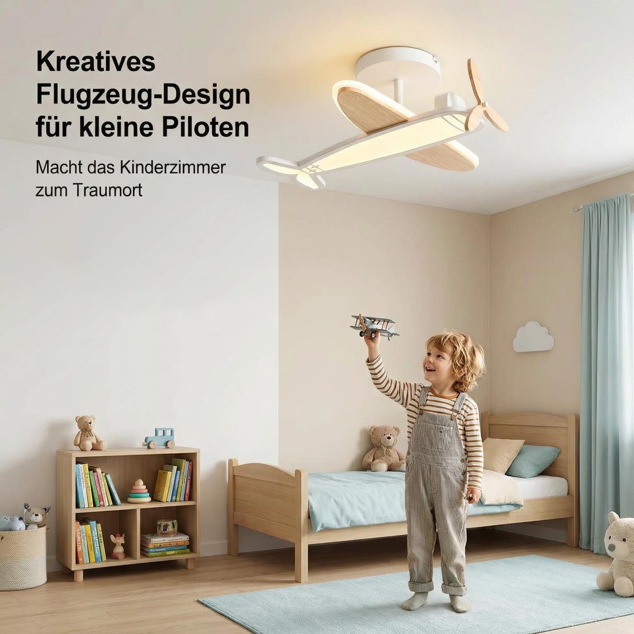Epochglo LED Deckenleuchte Dimmbar 40W Fernbedienung 3000K-6500K Flugzeug Kinderzimmer Ø53cm