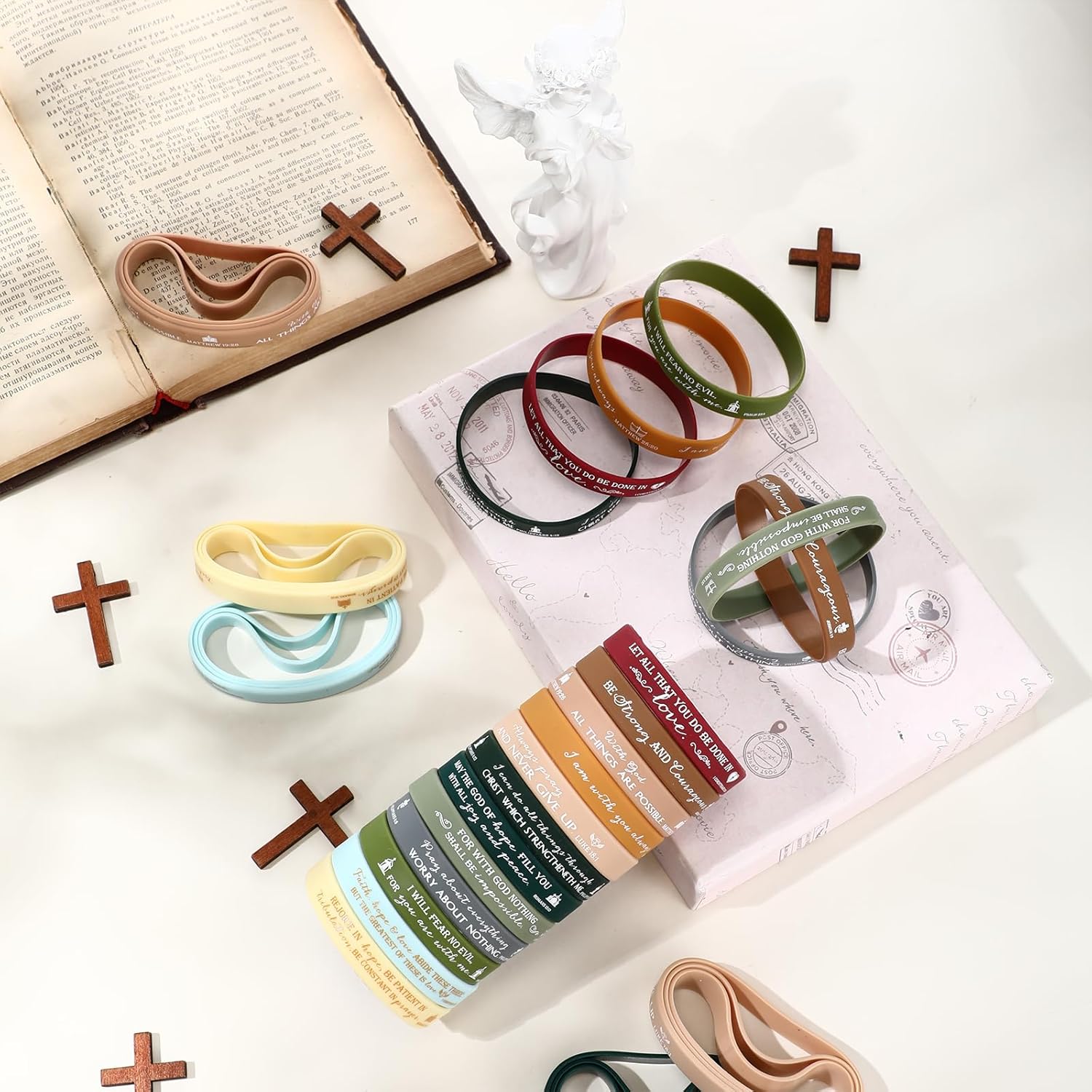 HyDren 120 Pcs Bible Verses Bracelets Bulk Scripture Christian Silicone Religious Wristbands Motivational Quote Rubber Bracelets Inspirational Gifts for Women Men Church - Image 4