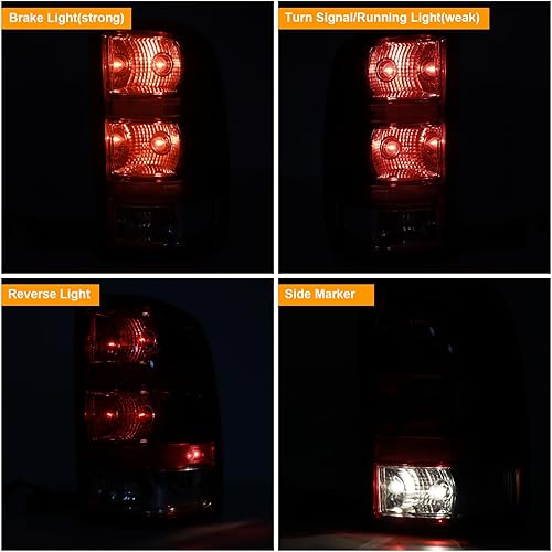 Miniatura 4 de Nakuuly Luces traseras compatibles con GMC Sierra 1500 2500HD 3500HD 2007-2014, luces traseras del lado del conductor y del pasajero, conjunto de