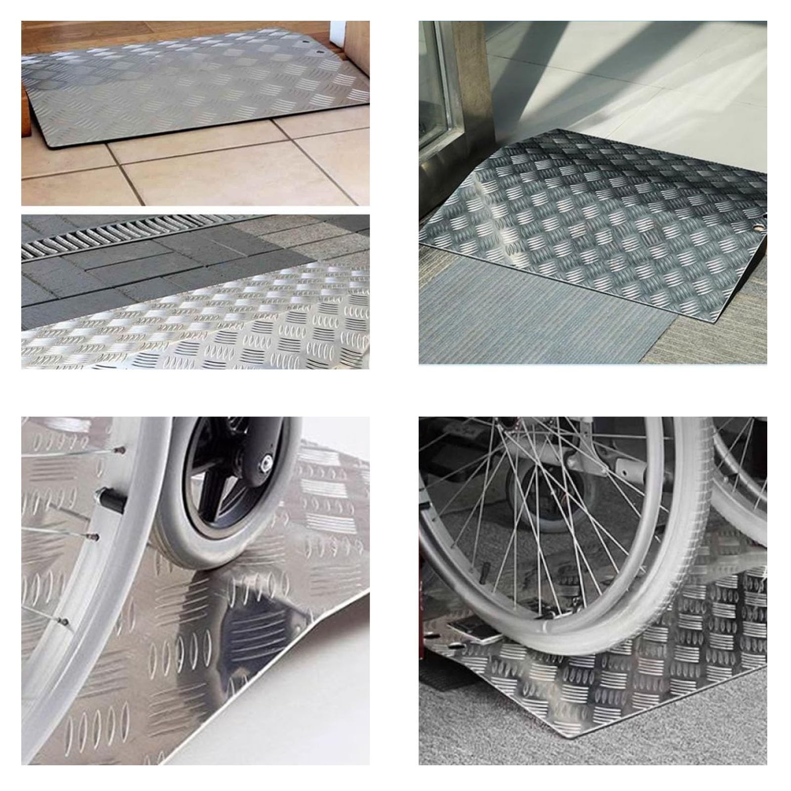 Podjazdy Progowe do Drzwi Aluminiowe Podjazdy dla Wózków Inwalidzkich do Schodów w Domu Przenośne Podjazdy Krawężnikowe do Drzwi Zamiatarki Krawężnnikowe Skutery Elektryczne(70x78x8cm)