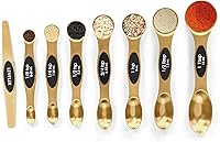 BIDFUL Magnetic Stainless Steel Measuring Spoons Set of 8 with Leveler - Stackable, Dual-Sided, Fits Spice Jars for Baking & Cooking