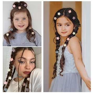 TERSE Mini Flower Hair Clip for Women Girls - 50Pcs Colorful Baby Hair Clips Cute Small Hair Clips Mini Claw Clips Strong Grip Toddler Hair Accessories for Hair Styling