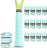 OGEENIER Tennis Racket Grip Tape 12 Pack - Absorbent Anti-Slip Overgrips, Precut Soft PU for Pickleball, Badminton, Racquetball