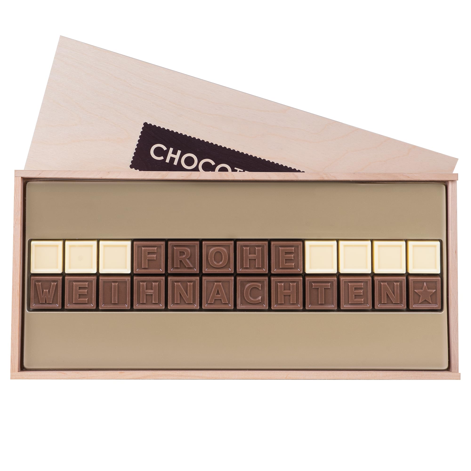 CHOCOLISSIMO - Cadeau Noël - Chocolat Noël - Douce Carte de Vœux de Noël dans une Boîte en Bois, Idée Cadeau Homme, Femme, Maman, Papa, Grand-mère, Grand-père - ChocoTelegram