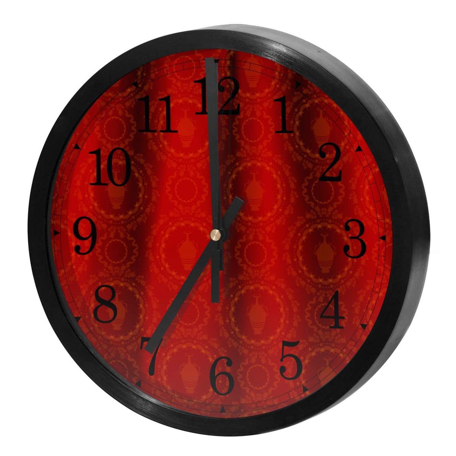 Horloge murale pour maison et cuisine décoration ronde motif papier peint chic