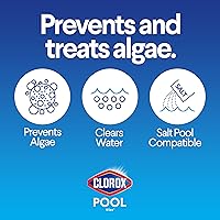 Vista 3 de Clorox® Pool&Spa™ Alguicida y clarificador de piscina, previene y trata las algas de la piscina, limpia el agua, 128 onzas líquidas (paquete de 1)