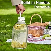 Vista 6 de Syntic 4 Pack 2 Qt Glass Milk Bottles with Handle and Airtight Reusable Screw Lids, 1/2 Gal Glass Water & Juice Bottles with 2 Pour Spouts, 64 Oz
