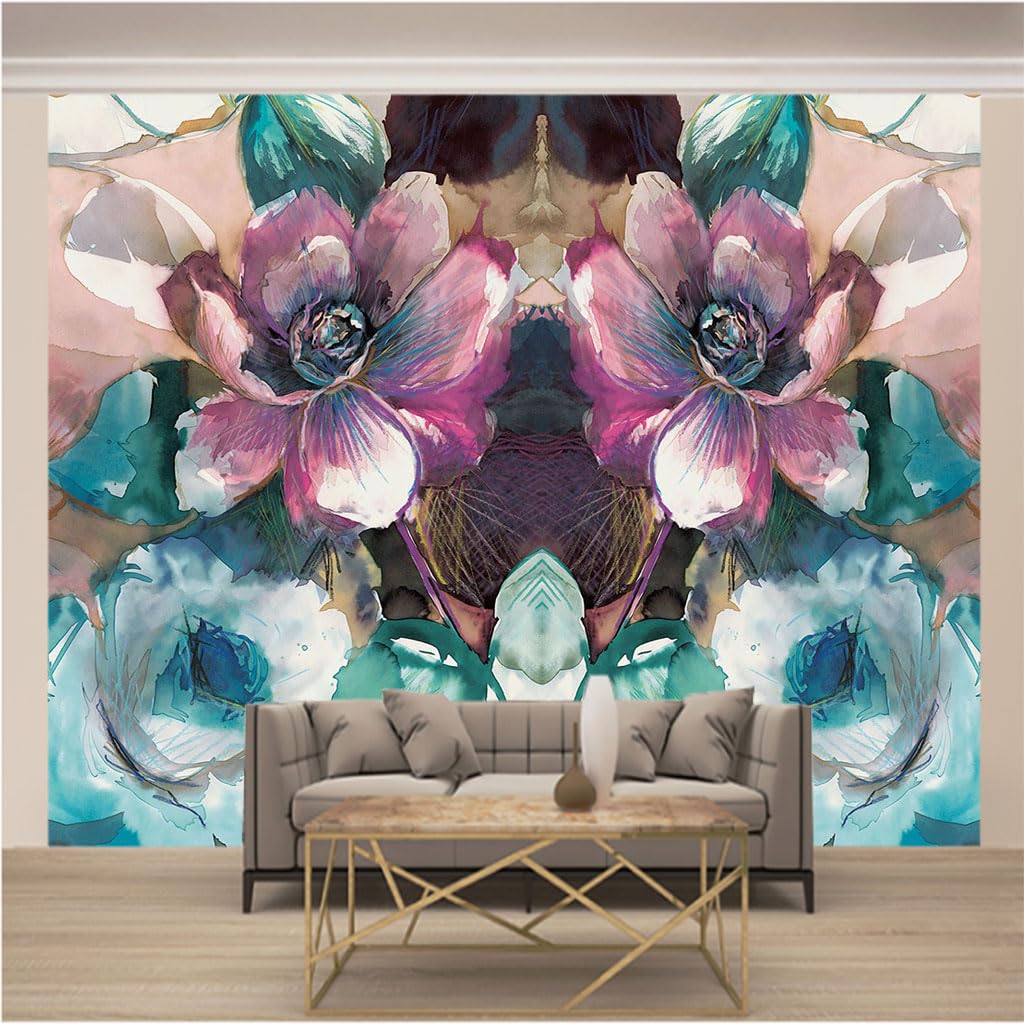 Papier peint panoramique 3d pour agrandir un salon motifs fleurs xxl